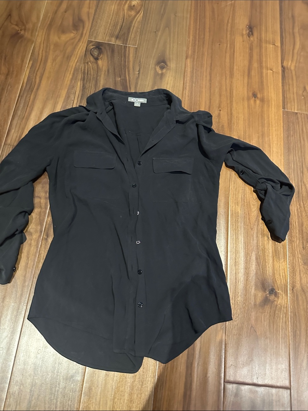 Black Button-Front Blouse